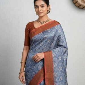 Fancy Tussar Blue Saree
