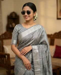 linen metallic silver pure