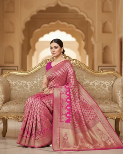 pinkjacquardsilkkanjivaramsareewithblouse1 abf67268 b7d7 42b3 8c2a 090908f86ff9